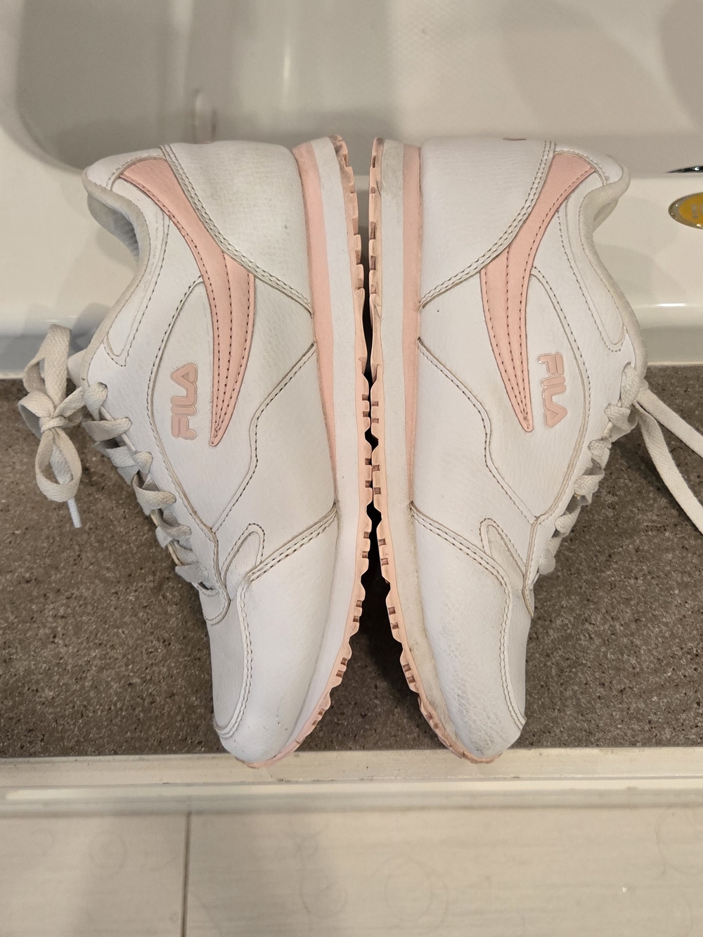 Fila Women's White Sneakers with Soft Pink Accents